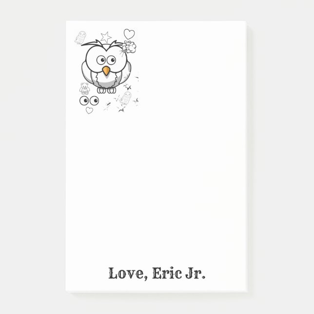 Notes Owl Colouring Post it Note (Front)