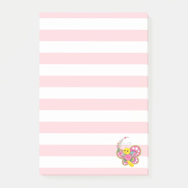 Notes Pink & White Stripe Butterfly (Front)