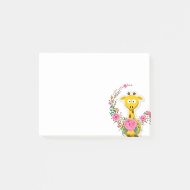 Notes Post it Notes, Sunflower Floral Giraffe (Front)