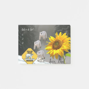 Notes Post it Notes, Sunflower Polar Bear Floral