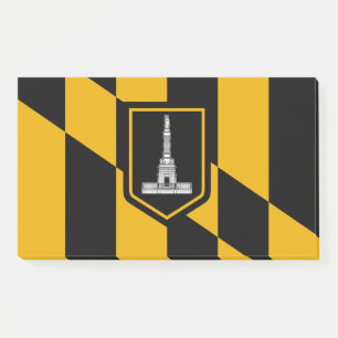 Notes with flag of Baltimore City, Maryland, USA