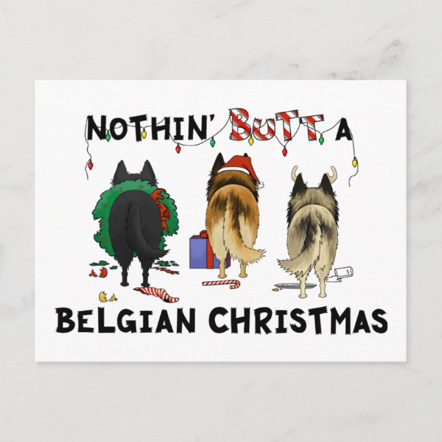 Nothin' Butt A Belgian Christmas Holiday Postcard (Front)