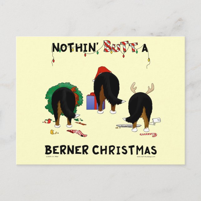 Nothin' Butt A Berner Christmas Holiday Postcard (Front)