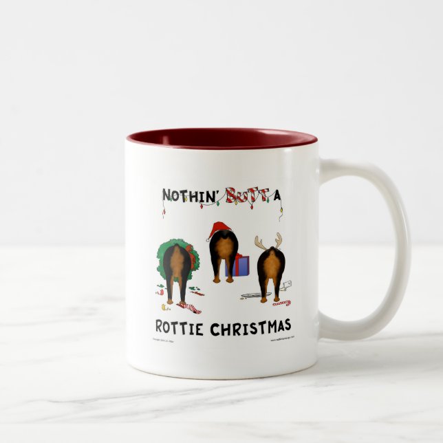Nothin' Butt A Rottie Christmas Two-Tone Coffee Mug (Right)