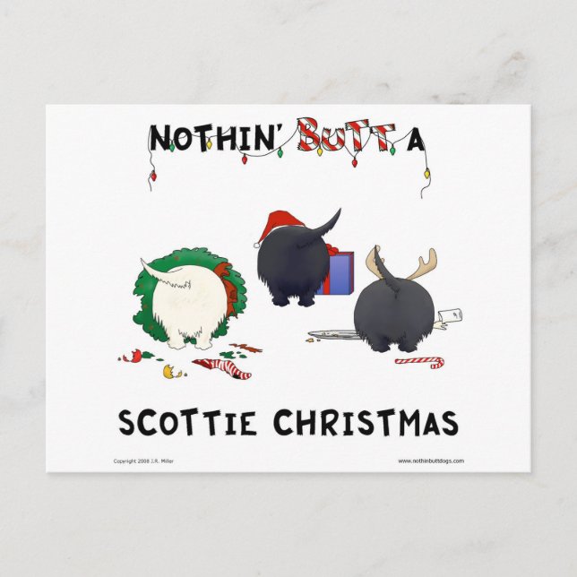 Nothin' Butt A Scottie Christmas Holiday Postcard (Front)
