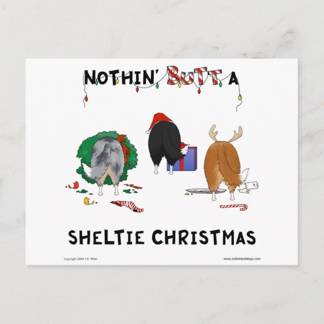 Nothin' Butt A Sheltie Christmas Holiday Postcard (Front)