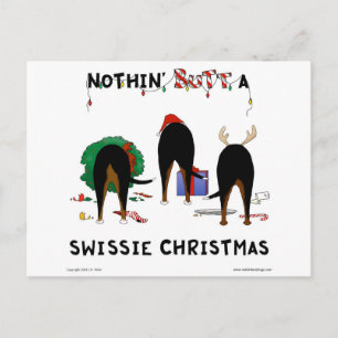 Nothin' Butt A Swissie Christmas Holiday Postcard
