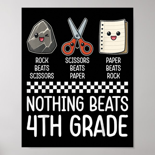 Nothing Beats 4th Grade Funny Back To School Kids  Poster (Front)