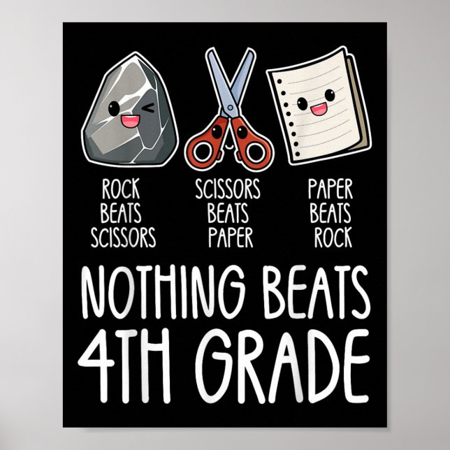 Nothing Beats 4th Grade Funny Back To School Kids  Poster (Front)