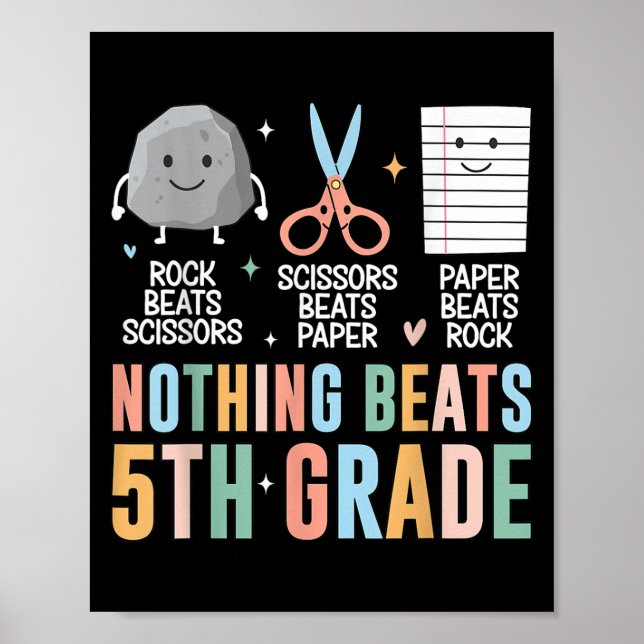 Nothing Beats 5th Grade Funny Back To School Kids  Poster (Front)