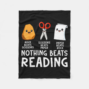 Nothing beats reading funny rock paper scissors fleece blanket