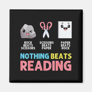 Nothing Beats Reading Funny Rock Paper Scissors  Magnet
