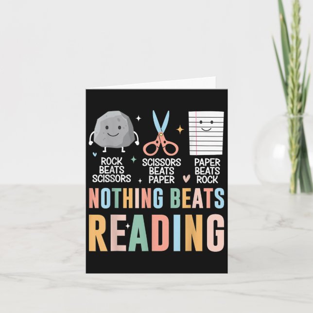 Nothing Beats Reading Rock Paper Scissors Funny Bo Card (Front)