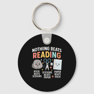 Nothing Beats Reading Rock Paper Scissors Funny Bo Key Ring