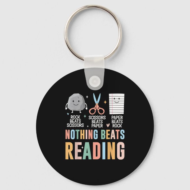 Nothing Beats Reading Rock Paper Scissors Funny Bo Key Ring (Front)