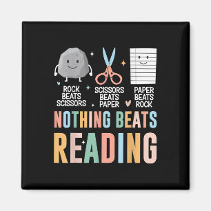 Nothing Beats Reading Rock Paper Scissors Funny Bo Magnet