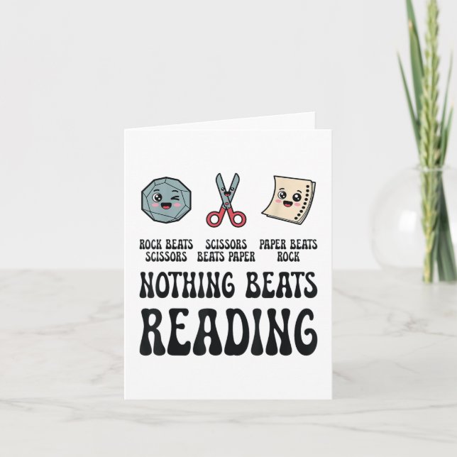 Nothing Beats Reading Rock Paper Scissors Reading  Card (Front)