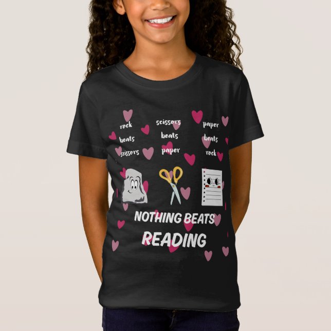 Nothing Beats Reading Rock Paper Scissors T-Shirt (Front)