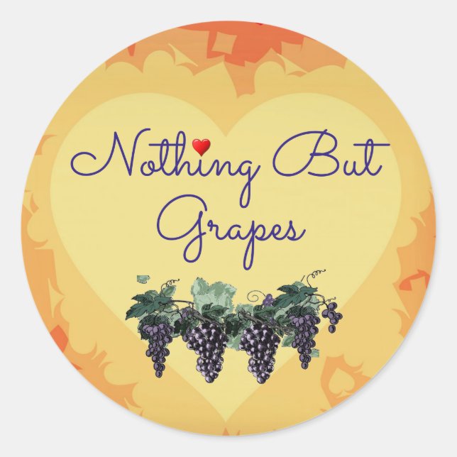 Nothing But Grapes Heart Sticker (Front)