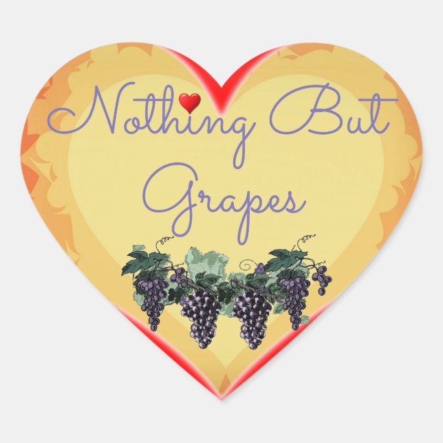 Nothing But Grapes Heart Sticker (Front)