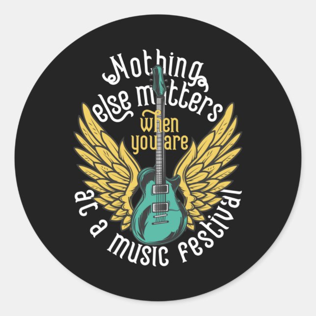 Nothing Else S - Music Festival Winged Guitar Tee  Classic Round Sticker (Front)