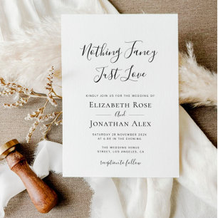 nothing fancy black and white wedding invitation