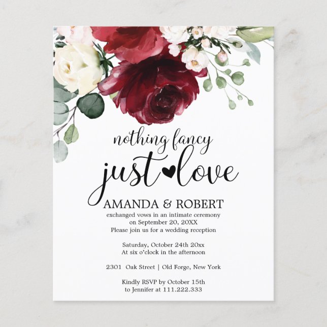 Nothing Fancy Budget Wedding Invitations (Front)