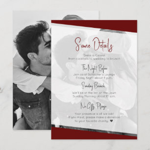 Nothing Fancy Casual Burgundy Wedding Details Enclosure Card