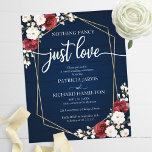 Nothing Fancy Geometric Budget Wedding Invitations<br><div class="desc">Beautiful and inexpensive burgundy floral geometric on navy blue rustic wood wedding invitations. Easy to personalise with your details. PLEASE NOTE: The envelopes are NOT INCLUDE; affordable A7 envelopes are available to purchase separately. CUSTOMIZATION: If you need design customisation, please contact me throw the chat; if you need information about...</div>