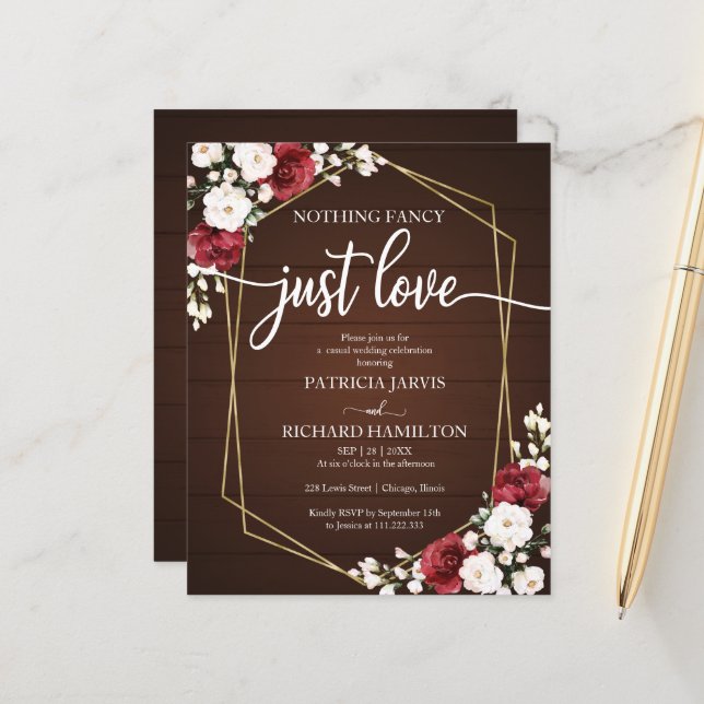 Nothing Fancy Geometric Budget Wedding Invitations (Front/Back In Situ)