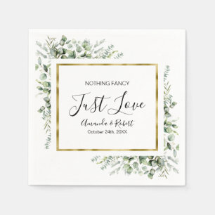 Nothing Fancy Greenery Gold Wedding Napkin