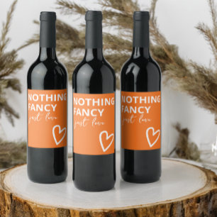 Nothing Fancy Just Love 70s Retro Wedding Wine Label