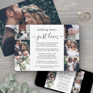 Nothing Fancy Just Love 7 Photo Wedding Reception Invitation