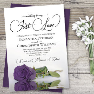 Nothing Fancy Just Love Amethyst Rose Wedding Invitation