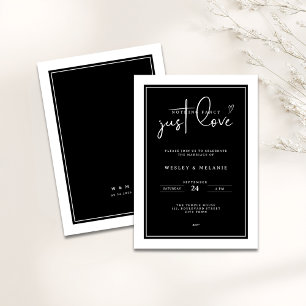 Nothing Fancy Just Love Black Elegant Wedding Invitation