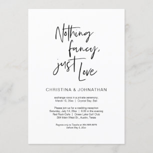 Nothing Fancy, Just Love, Black, Elopement Invitation