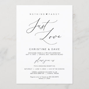 Nothing Fancy Just Love, Black, Wedding Elopement Invitation