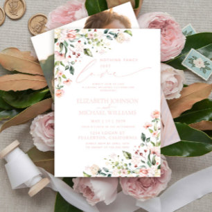 Nothing Fancy Just Love Blush Pink Photo Wedding Invitation