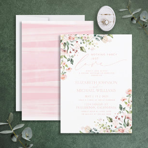 Nothing Fancy Just Love Blush Pink Wedding Invitation