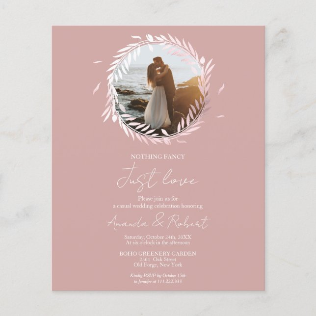 Nothing Fancy Just Love Budget Wedding Invitation (Front)