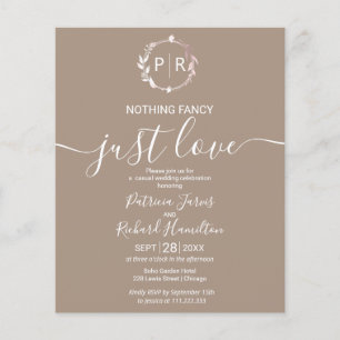 Nothing Fancy Just Love Budget Wedding Invitation