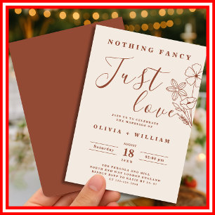 Nothing Fancy Just Love Burnt Orange Boho Wedding Invitation