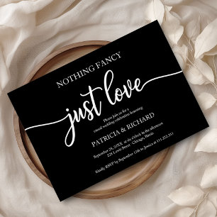 Nothing Fancy Just Love Casual Wedding Black Invitation