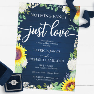 Nothing Fancy Just Love Casual Wedding Sunflowers Invitation