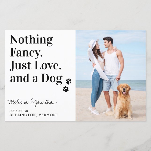 Nothing Fancy Just Love Dog Wedding Save The Date (Front)