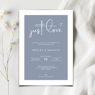 Nothing Fancy Just Love Dust Blue Elegant Wedding Invitation