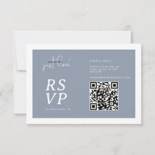 Nothing Fancy Just Love Dusty Blue QR-code RSVP  Card