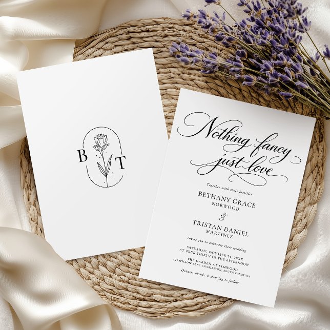 Nothing Fancy Just Love Elegant Minimal Wedding Invitation (Creator Uploaded)