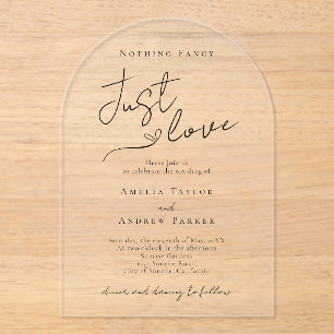 Nothing Fancy Just Love Elegant QR Code Wedding Acrylic Invitations