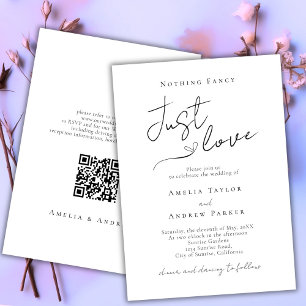 Nothing Fancy Just Love Elegant QR Code Wedding Invitation